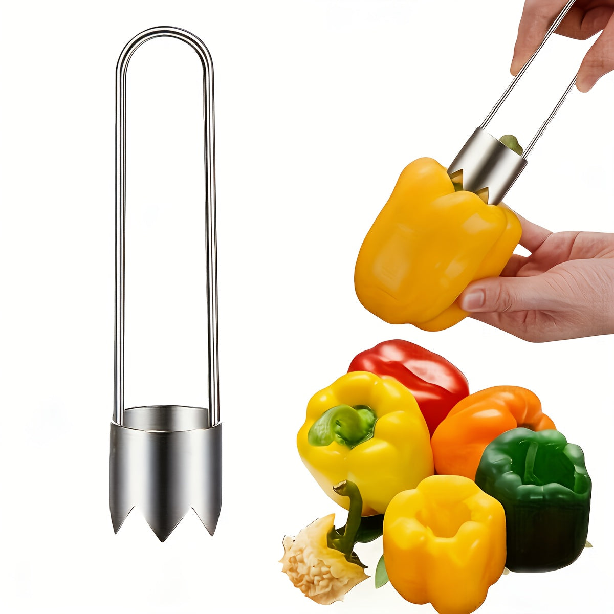 Stainless Steel Fruit Vegetable Corer Remover, Multifunctional Core Seed Remover Tool for Apple, Pear, Bell Pepper, Bitter Melon, Stuffed Vegetables Kitchen Gadget