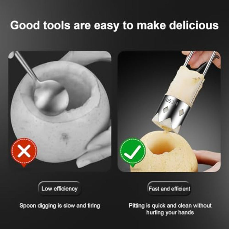 Stainless Steel Fruit Vegetable Corer Remover, Multifunctional Core Seed Remover Tool for Apple, Pear, Bell Pepper, Bitter Melon, Stuffed Vegetables Kitchen Gadget