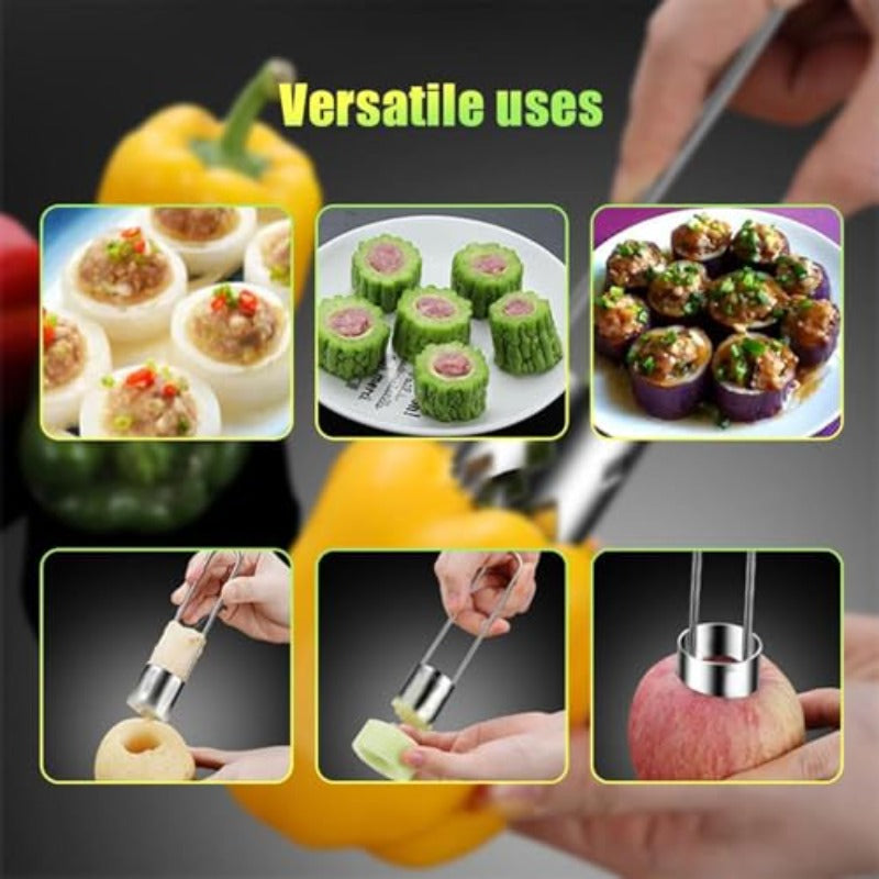 Stainless Steel Fruit Vegetable Corer Remover, Multifunctional Core Seed Remover Tool for Apple, Pear, Bell Pepper, Bitter Melon, Stuffed Vegetables Kitchen Gadget